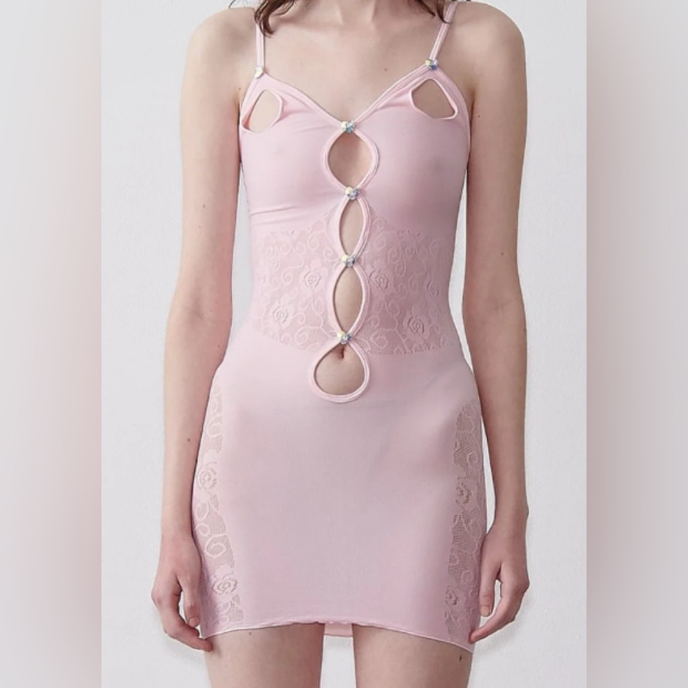 POSTER GIRL Pink Keyhole Mini Dress